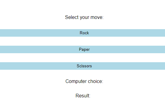 a simple rock-paper-scissors game application using html css and js